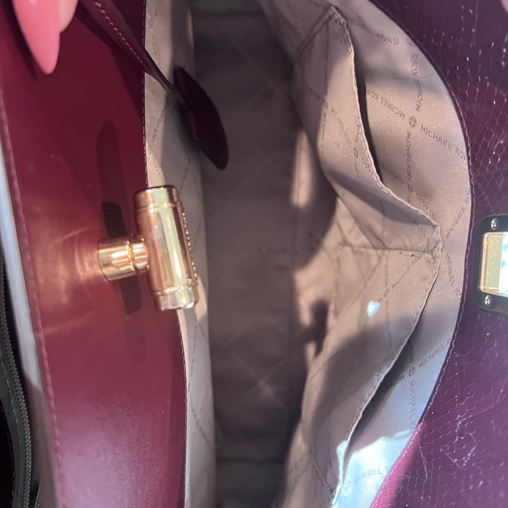Michael Kors Burgundy Penelope Python Embossed Fa… - image 5